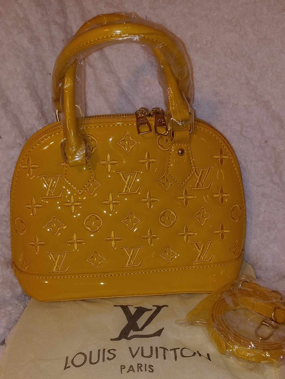 Louis Vuitton Yellow Vernis Alma  Satchel